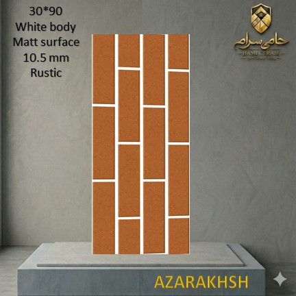 سرامیک 90×30 باستان طرح آذرخش رستیک خاک سفیدمات 10.5mm