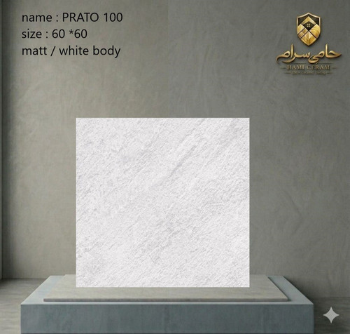 سرامیک 60×60 ارم طرح پراتو 100خاک سفید مات درجه2