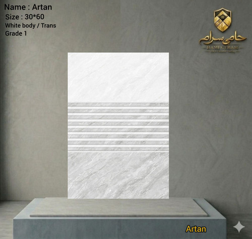 سرامیک سایز 60*30 عمارت طرح آرتان بدنه سفید ترانس درجه 2