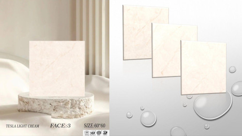 سرامیک سایز 60*60 تسلا روشن کرم درجه 2